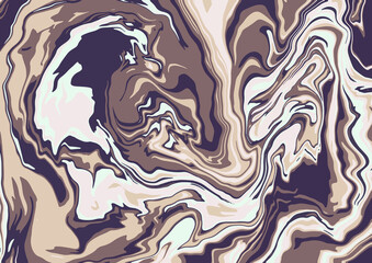 Fluid art texture. Abstract background with swirling paint effect.  Liquid acrylic picture that flows and splashes. Mixed paints for interior poster. Brown, beige and gray iridescent colors.