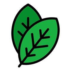 Organic leaves farm icon. Outline organic leaves farm vector icon color flat isolated