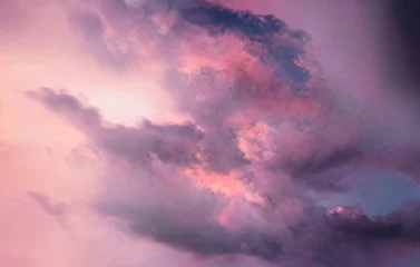 Crédence de cuisine en verre imprimé Style romantique nuages roses, fond de ciel