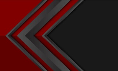 Abstract grey metallic arrow direction on dark red with blank space design modern  futuristic background vector