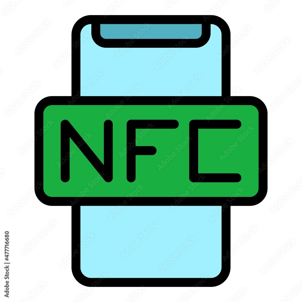 Poster nfc technology icon. outline nfc technology vector icon color flat isolated