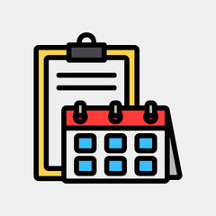 List schedule icon vector illustration in filled line style about calendar and date, use for website mobile app presentation