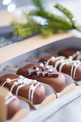 chocolate New Year candy on a plate