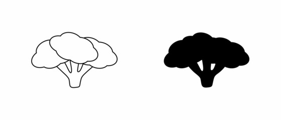 Broccoli line icon. Silhouette vector sign of proper nutrition.
