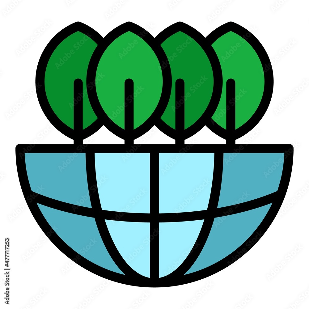 Poster globe trees icon. outline globe trees vector icon color flat isolated