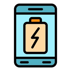 Smartphone charging icon. Outline smartphone charging vector icon color flat isolated