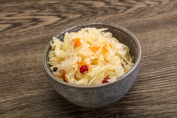 Sauerkraut with cranberry in the bowl