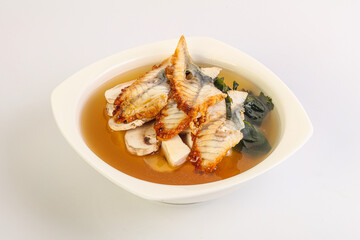 Japanese traditional miso soup with eel