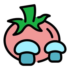 Tomato mushrooms icon. Outline tomato mushrooms vector icon color flat isolated