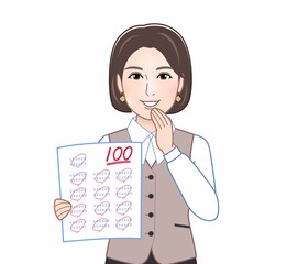 職場のユニフォームを着た若い女性