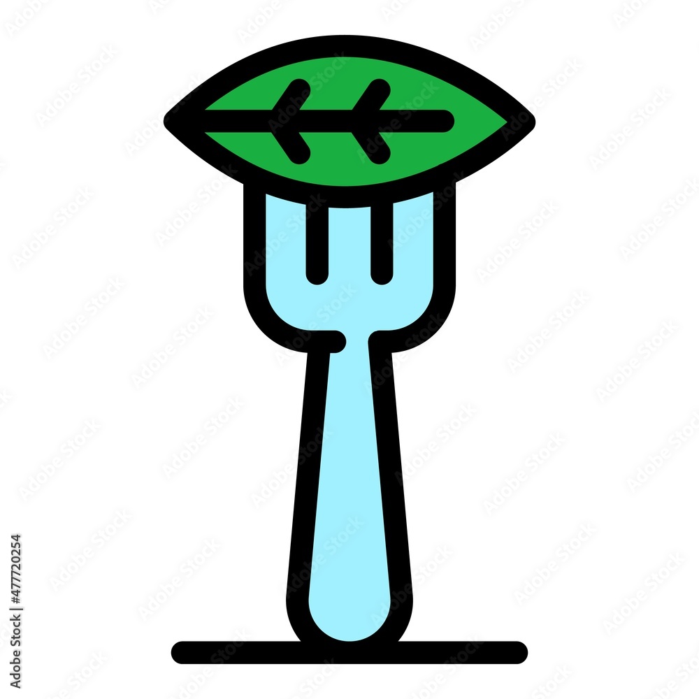 Aufkleber fork leaf icon. outline fork leafvector icon thin line color flat on white