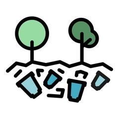 Nature trash plastic icon. Outline nature trash plastic vector icon color flat isolated