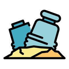 Plastic pollution icon. Outline plastic pollution vector icon color flat isolated