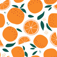 seamless pattern with oranges on white background. Good for wrapping paper, textile prints, scrapbooking, wallpaper, stationary, backgrounds, product packaging, etc. EPS 10