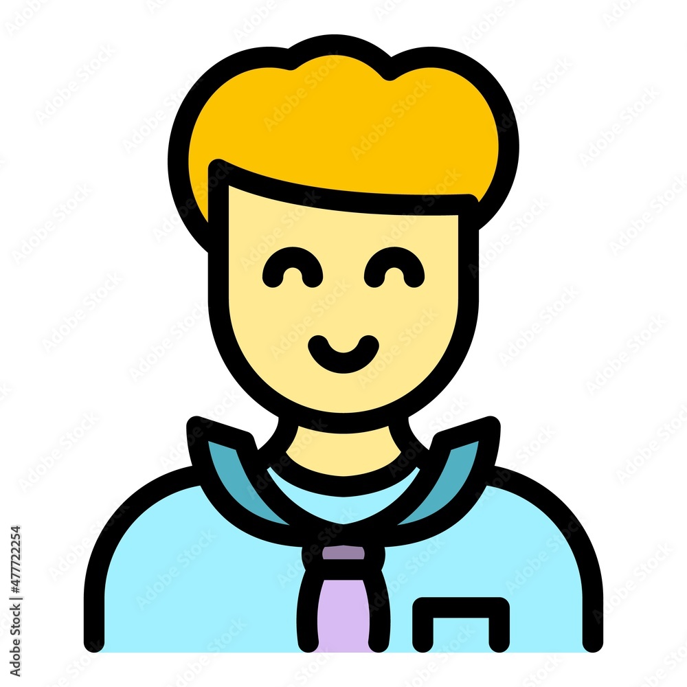 Poster smiling agent icon. outline smiling agent vector icon color flat isolated