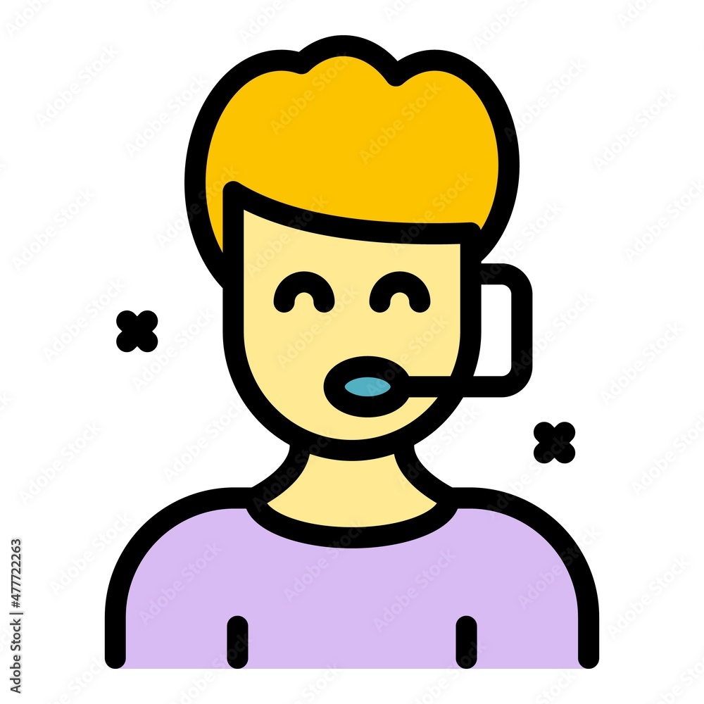 Aufkleber call center agent icon. outline call center agent vector icon color flat isolated