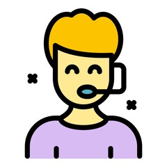 Call center agent icon. Outline call center agent vector icon color flat isolated