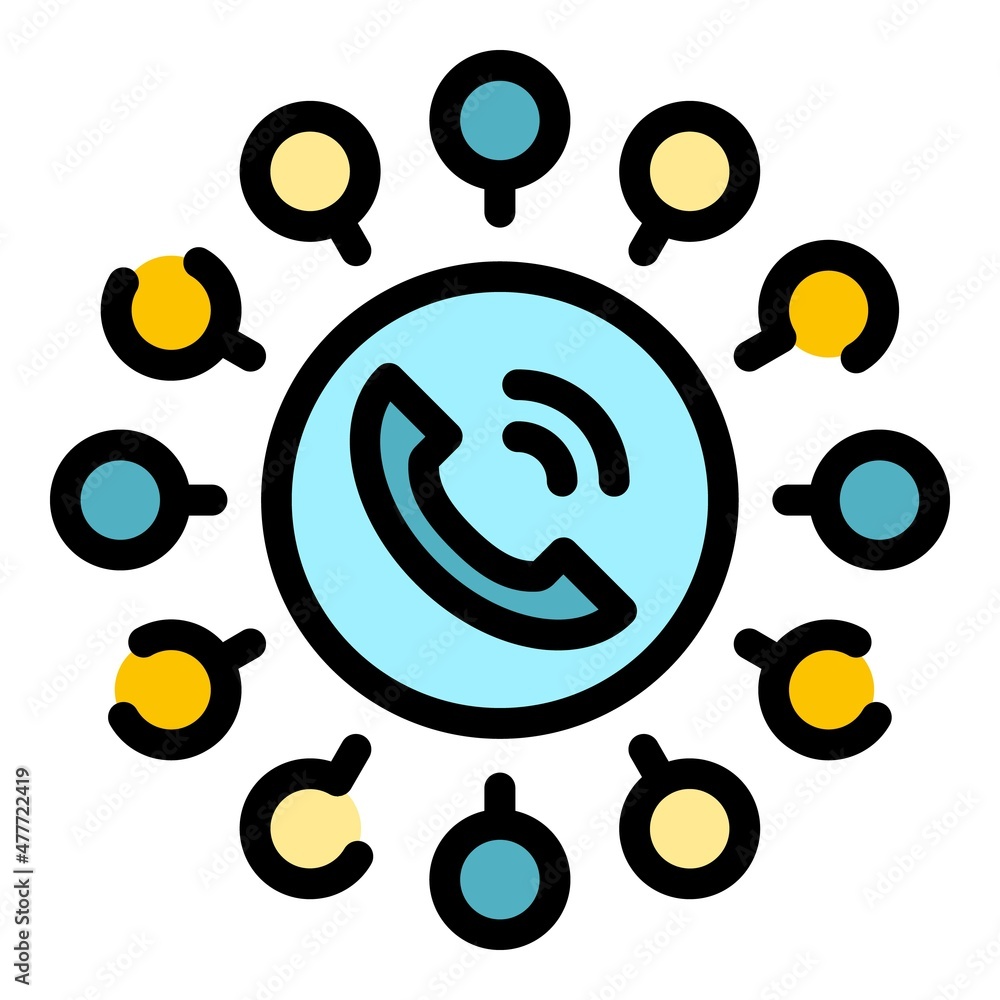 Poster agent call scheme icon. outline agent call scheme vector icon color flat isolated