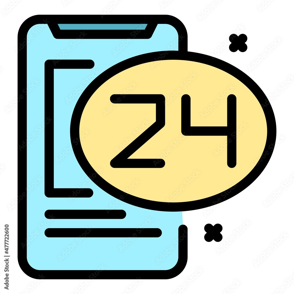 Poster 24 hours agent support icon. outline 24 hours agent support vector icon color flat isolated