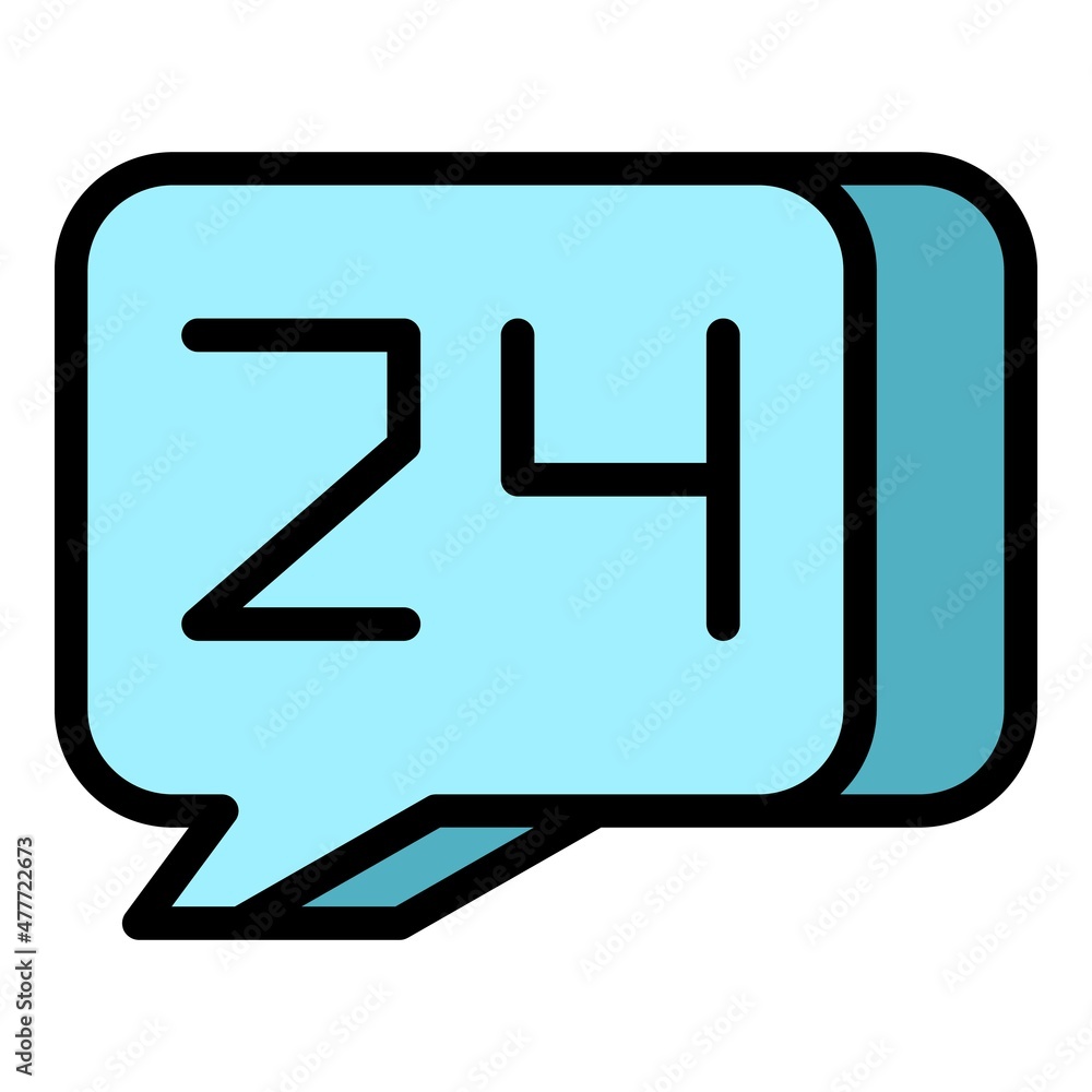 Poster 24 hours chat support icon. outline 24 hours chat support vector icon color flat isolated