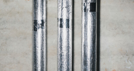 Communication pipes in the basement of the house
