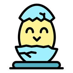Egg cracked icon. Outline egg cracked vector icon color flat isolated