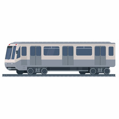 Metro train. Riding a train by rail, vector illustration
