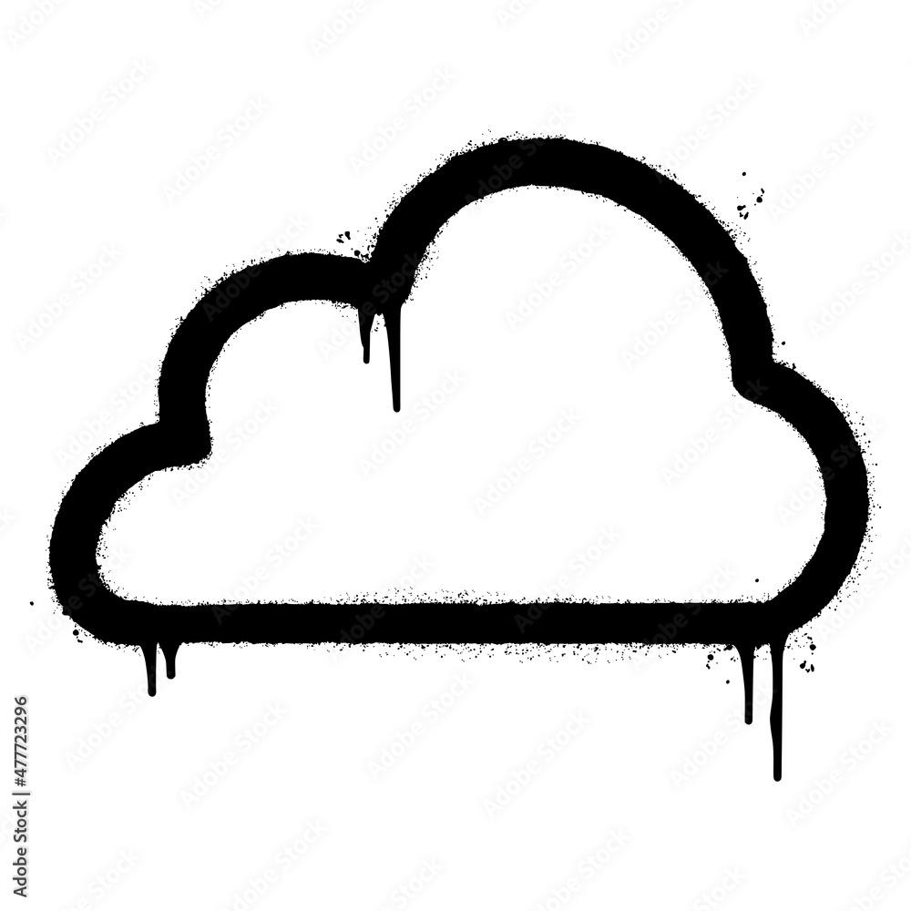 Wall mural graffiti spray cloud with over spray in black over white. vector illustration.