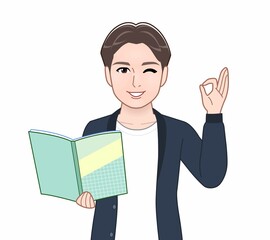 カーディガンを着た若い男性