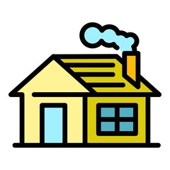 Village cottage icon. Outline village cottage vector icon color flat isolated