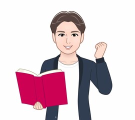 カーディガンを着た大学生男性