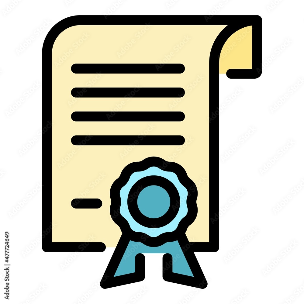 Poster scroll diploma icon. outline scroll diploma vector icon color flat isolated