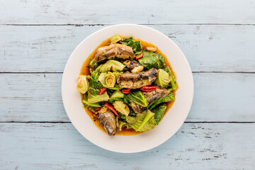 Stir Fried Kale with Canned Fish