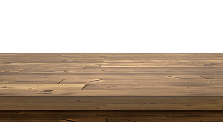 Wooden table top on white background.3d render