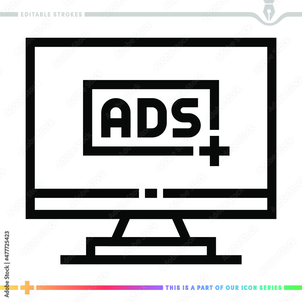 Poster line icon for digital advertising illustrations with editable strokes. this vector graphic has custo