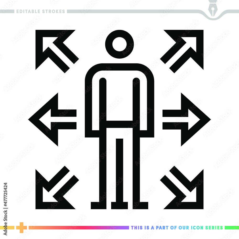 Poster line icon for multi destination travel illustrations with editable strokes. this vector graphic has 