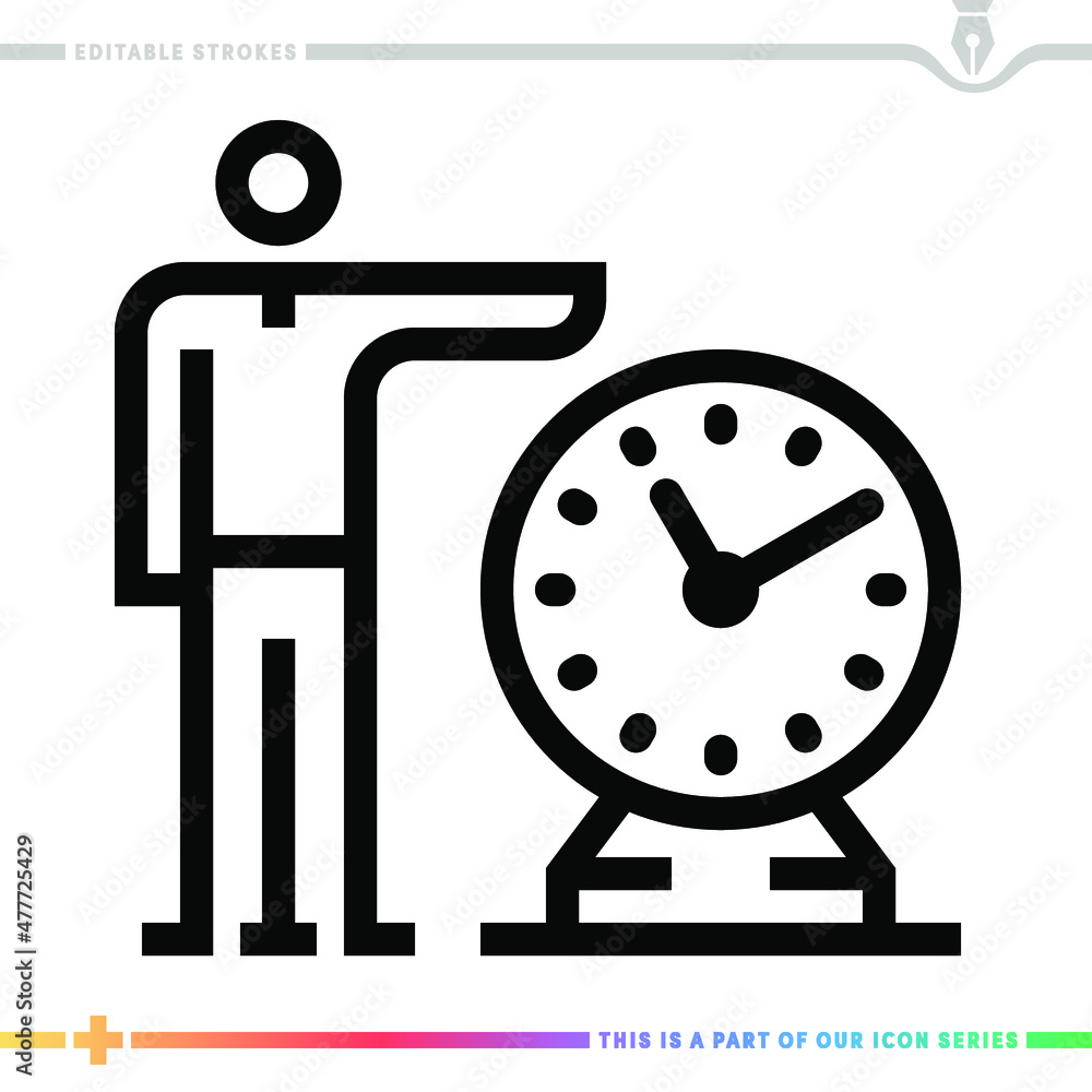Poster line icon for time constraint illustrations with editable strokes. this vector graphic has customiza