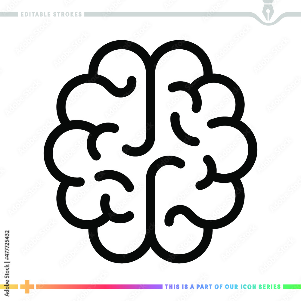 Poster Line icon for brain training illustrations with editable strokes. This vector graphic has customizable stroke width.