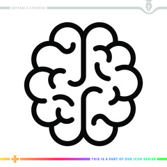 Line icon for brain training illustrations with editable strokes. This vector graphic has customizable stroke width.
