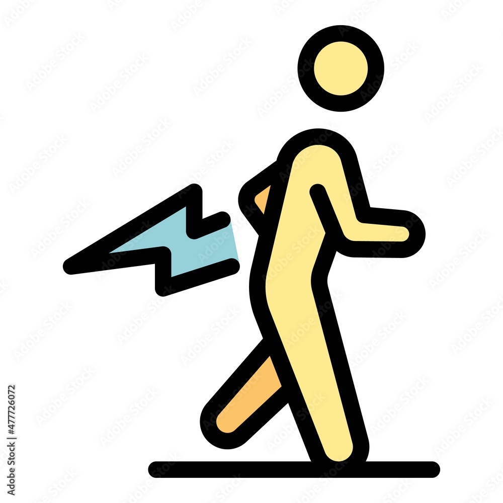 Poster running man icon. outline running man vector icon color flat isolated