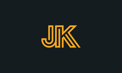 Initial letter JK uppercase modern lines logo design template elements. Logo Design.