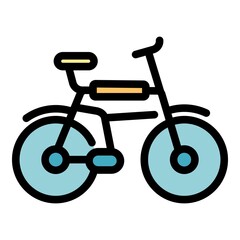 Bicycle icon. Outline bicycle vector icon color flat isolated