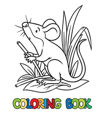 Funny mouse or mice. Animals coloring book