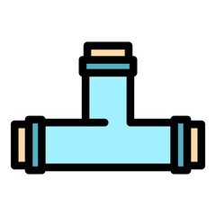 Fitting pipe icon. Outline fitting pipe vector icon color flat isolated