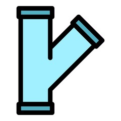 Pipe connection icon. Outline pipe connection vector icon color flat isolated