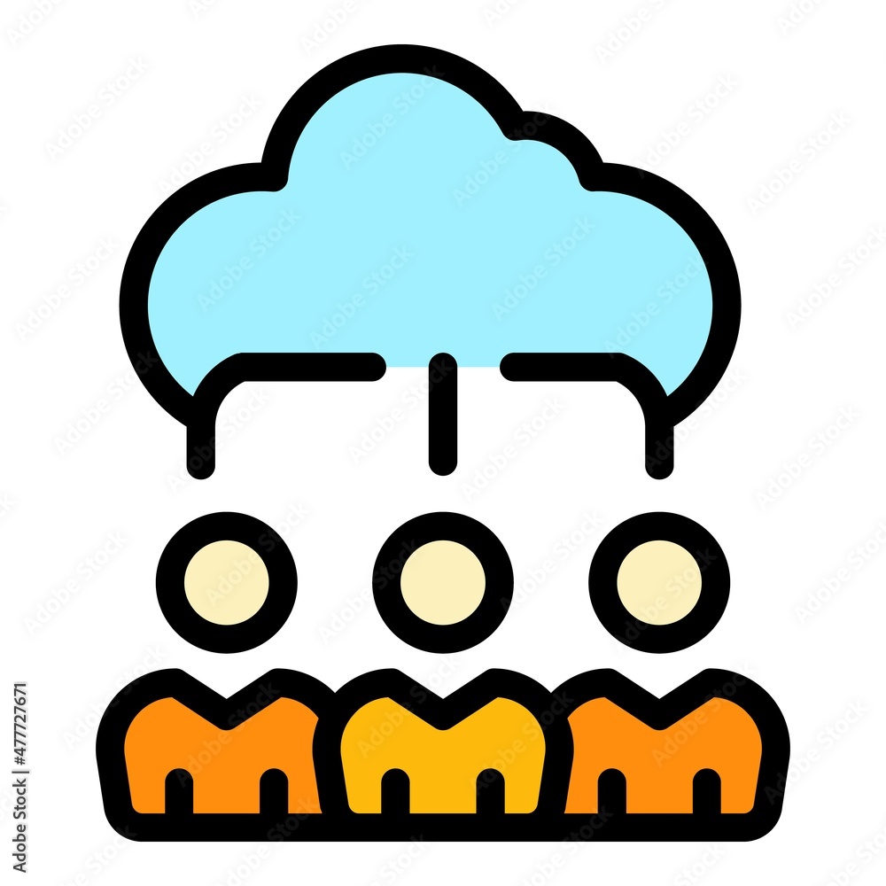 Poster cloud customer database icon. outline cloud customer database vector icon color flat isolated