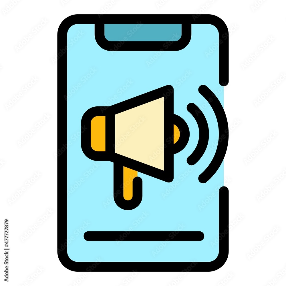 Poster smartphone customer add icon. outline smartphone customer add vector icon color flat isolated