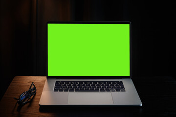 Laptop with green blank screen