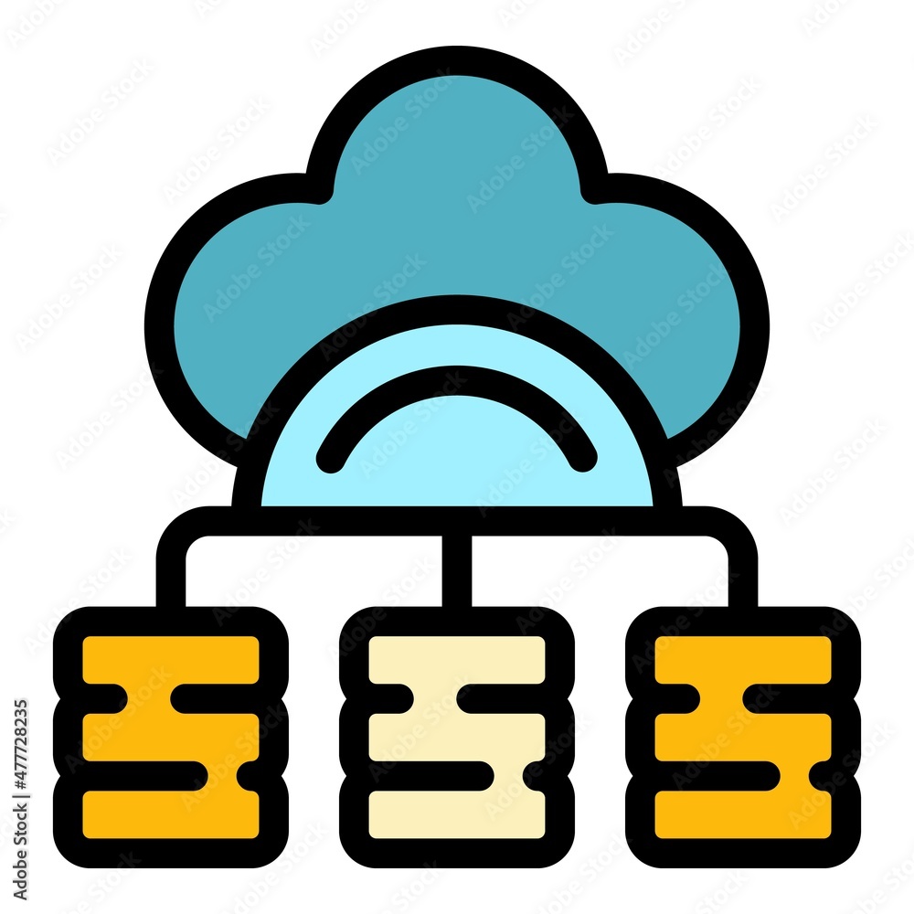 Poster customer data server cloud icon. outline customer data server cloud vector icon color flat isolated