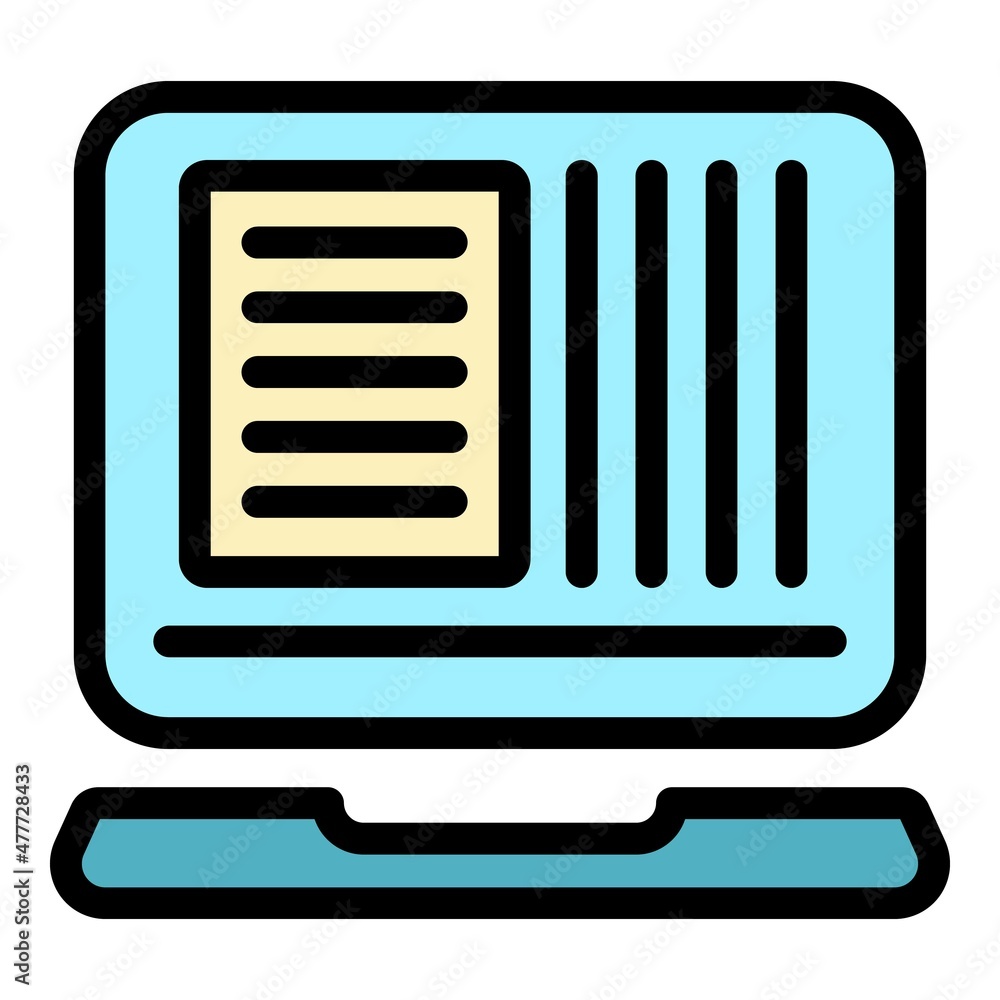 Poster database locked loaptop icon. outline database locked loaptop vector icon color flat isolated